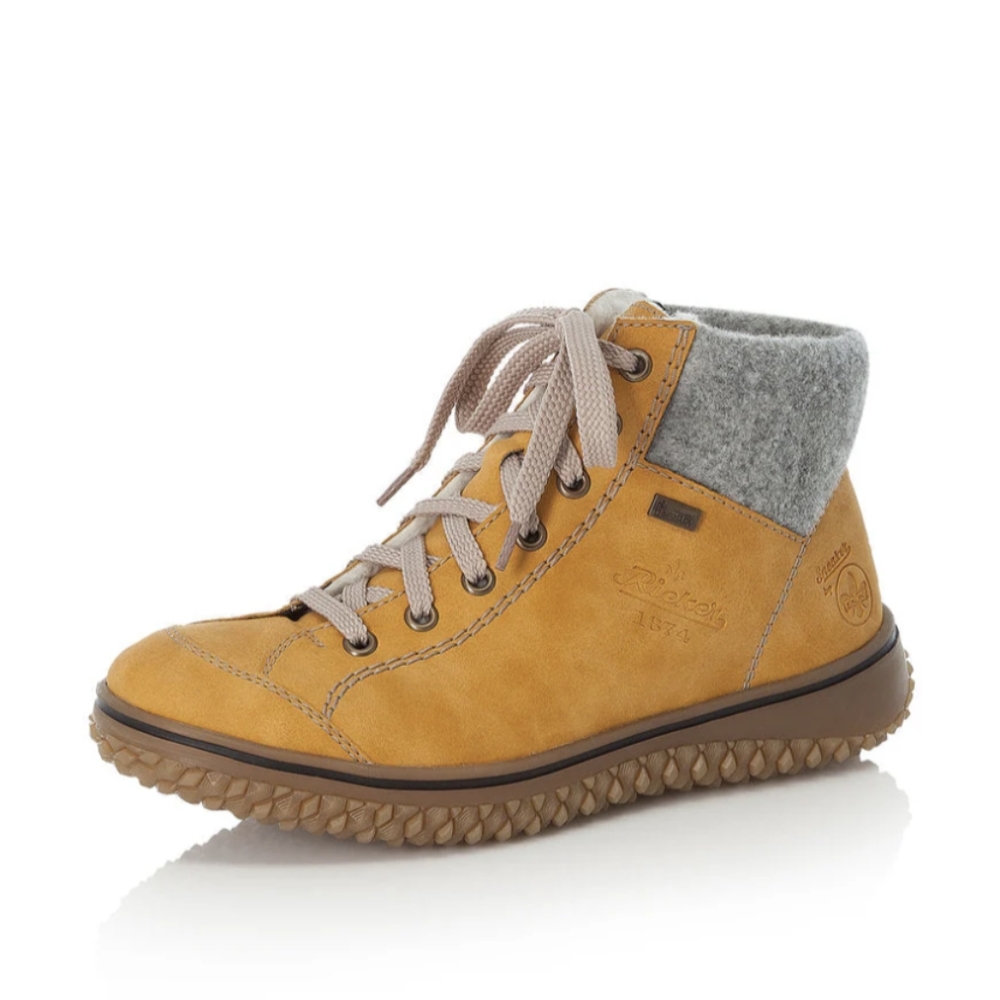 RIEKER* women's size 41 Leather Ankle Boot Faux Shearling Interior Side Zip